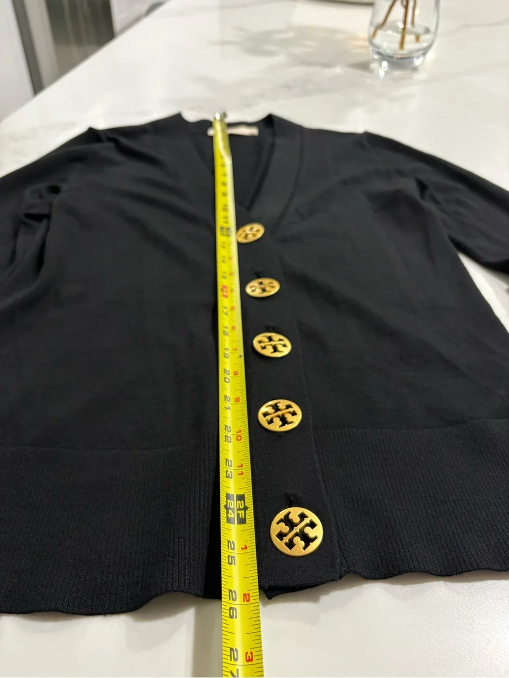 Tory Burch Black V-Neck Button-Front Cardigan Simone
